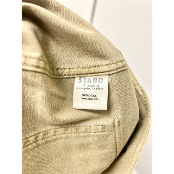 Staud Brayden Belted Cotton-Twill Wide-Leg Utility Pants Army Green Women's 6 - Picture 5 of 5